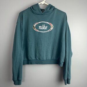 Nike Blue Cropped Hoodie with Relaxed Fit